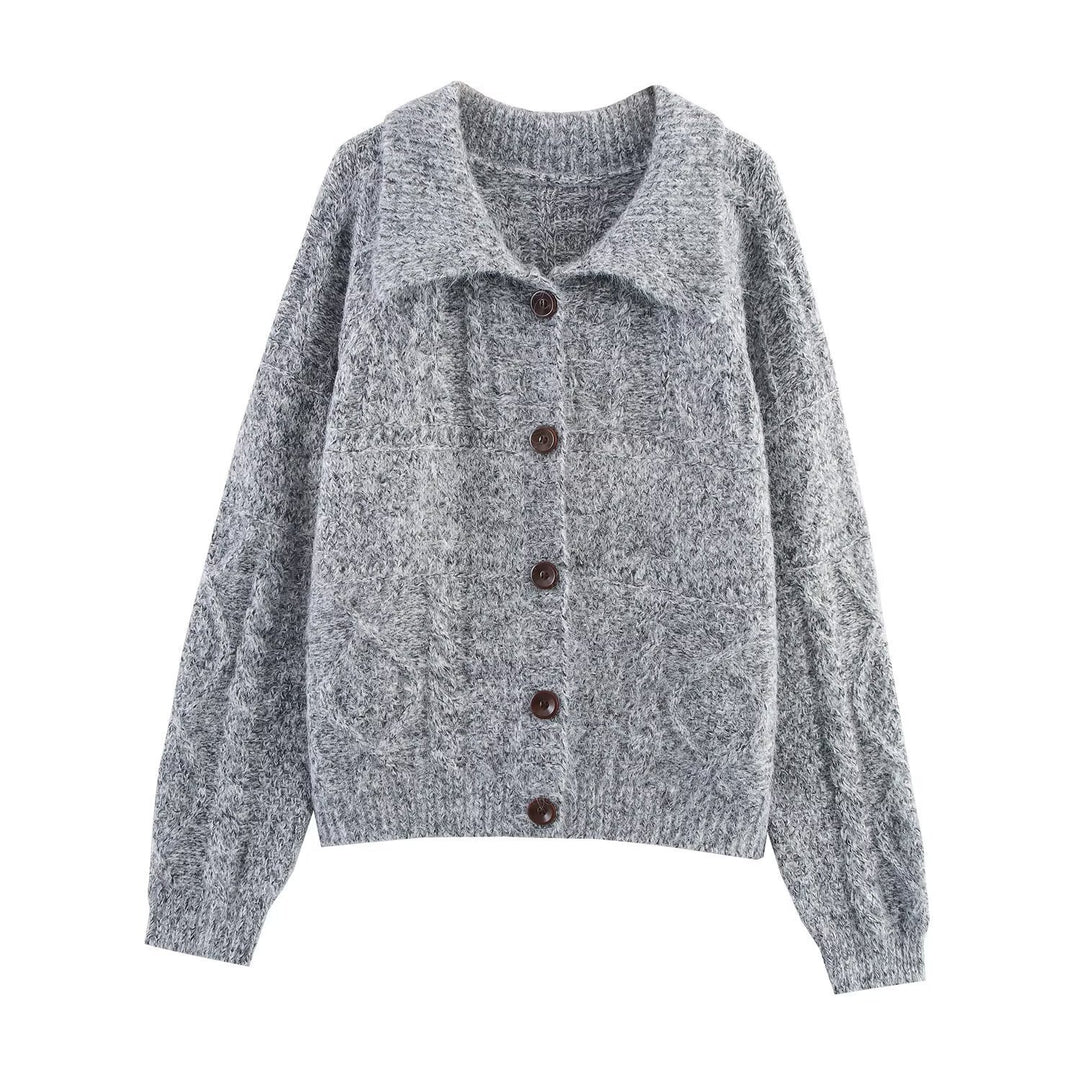 Damen Strickjacke mit schickem, weichem Stoff und dekorativen Knöpfen Drune