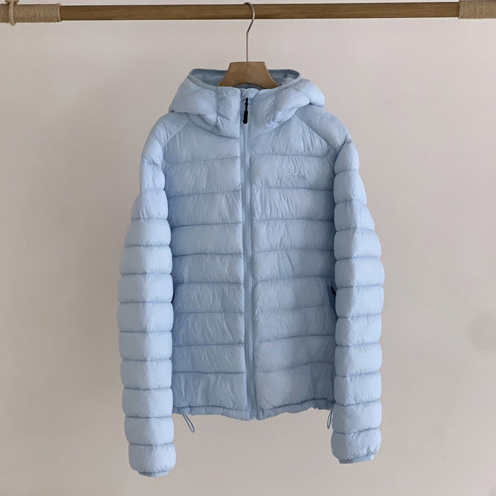Damen ultraleichte Pufferjacke mit abnehmbarer Kapuze und elastischem Saum Drune