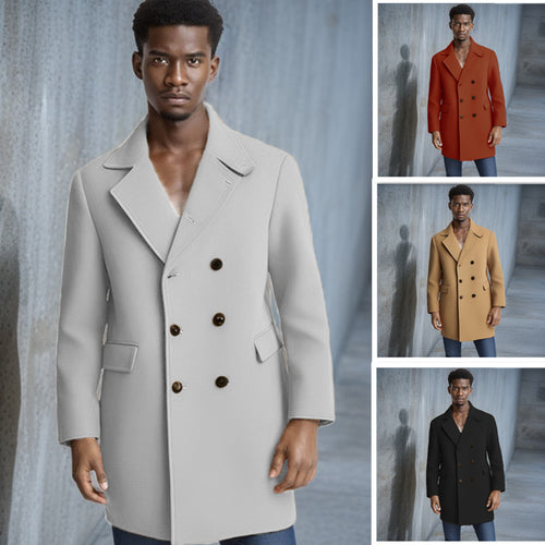 Herren eleganter Doppelreiher-Mantel mit modernem Schnitt und praktischen Taschen Drune