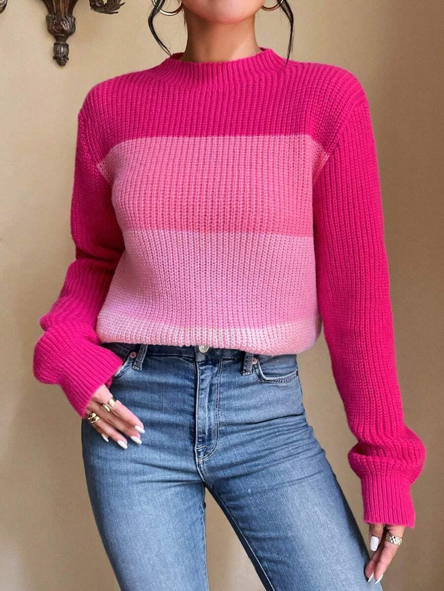 Damen Grob gestrickter modischer Pullover mit trendigem Farbverlauf Drune
