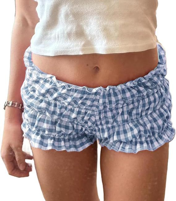 Damen Luftige Shorts mit Gingham-Muster Drune