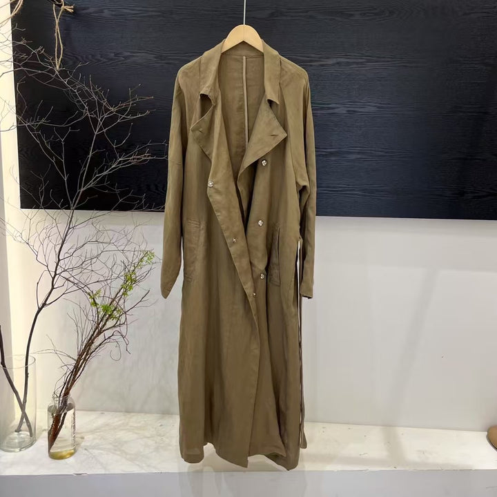 Damen Leinen Trenchcoat Drune