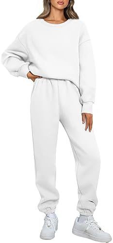 Damen nan Relaxed-Loungewear-Set mit Oversize Rundhals-Sweatshirt und taillierter High-Waist Jogginghose aus French Terry Drune