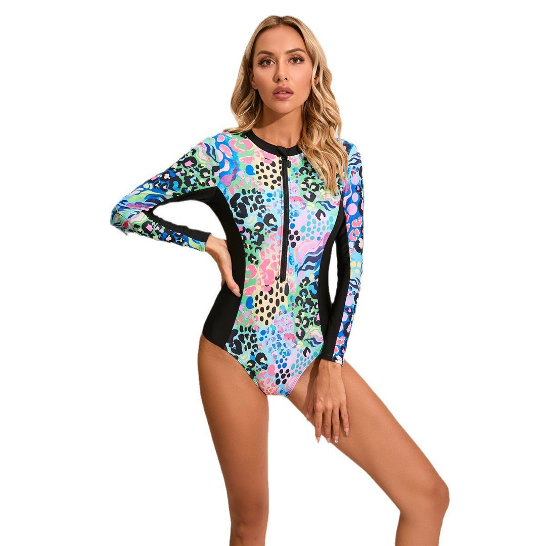 Damen Langarm-Schwimmanzug mit grafischem Design Drune