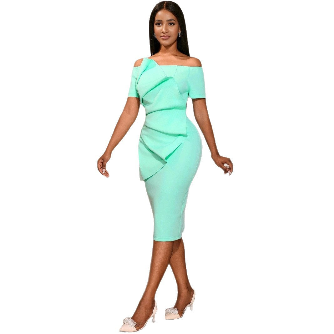 Damen Elegantes Wickelkleid mit asymmetrischem Design und Drapierungen Drune
