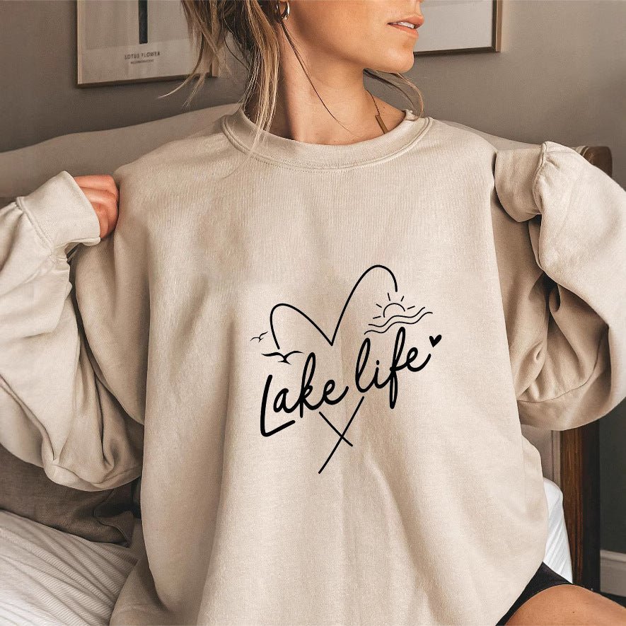 Damen Sweatshirt mit verkürzten Ärmeln und Herzmotiv Drune