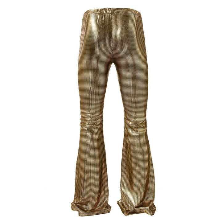 Herren glänzende Disco-Style Hose mit weitem Bein und auffälligem Muster Drune