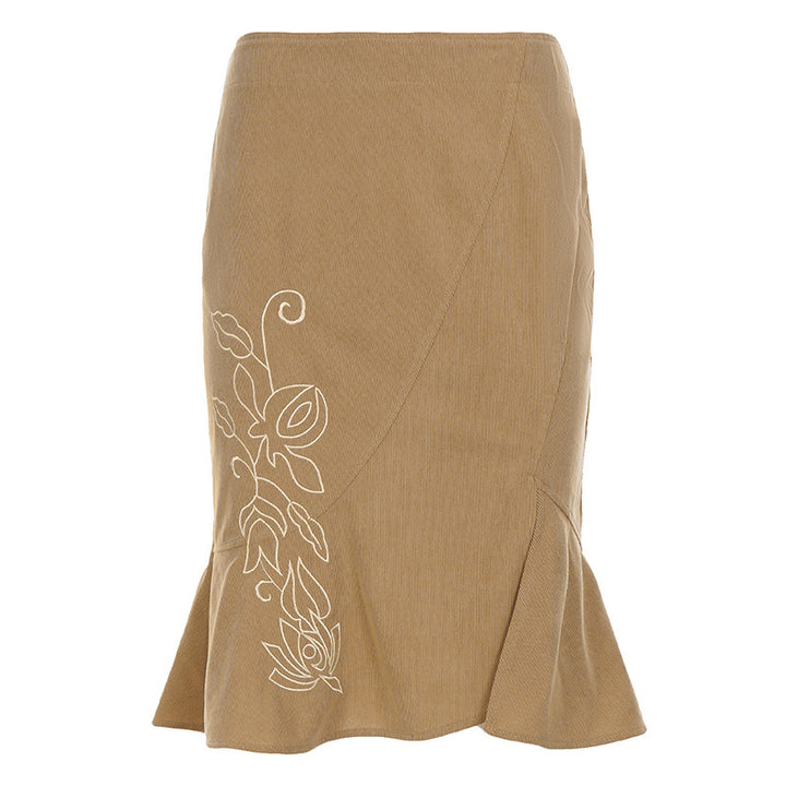 Damen eleganter und verspielter Wickelrock mit floralem Design und weitem Saum Drune