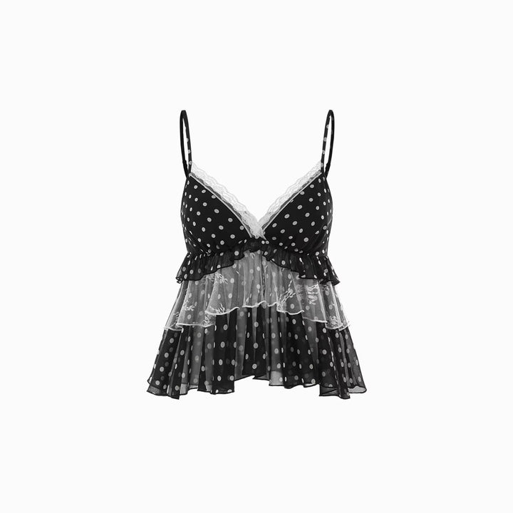 Damen Verspieltes Spitzentop mit Volants Drune
