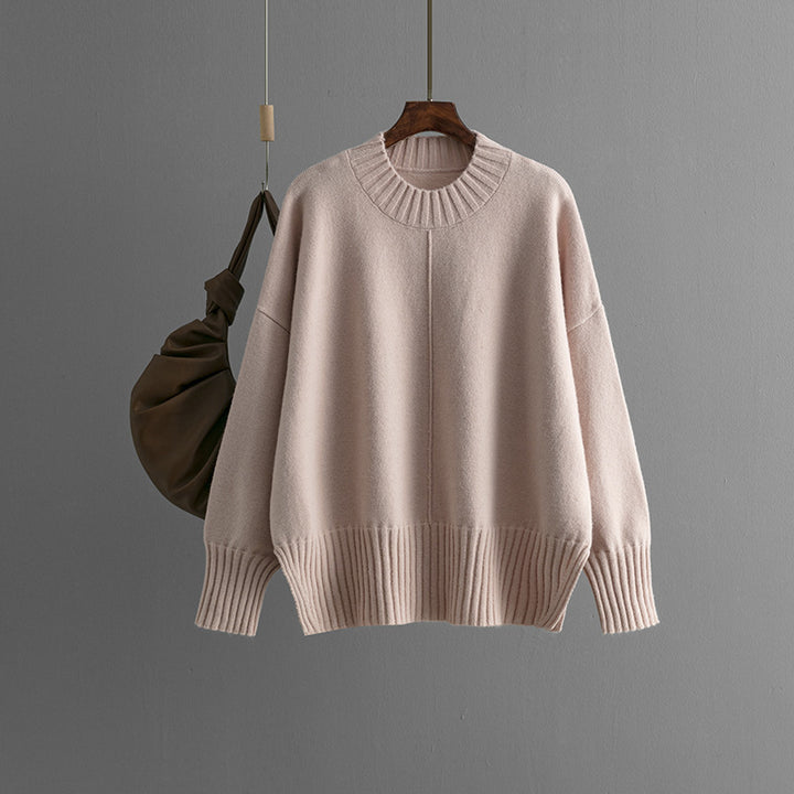 Damen Oversized Strickpullover mit Rippenbund Drune
