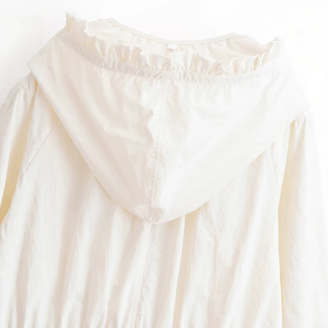Damen lockere Windjacke mit Raffung und praktischen Taschen Drune