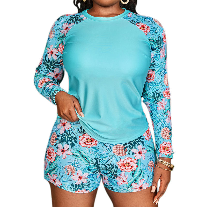 Damen Sportliches Badeoutfit mit langärmeligen Oberteil und Shorts Drune