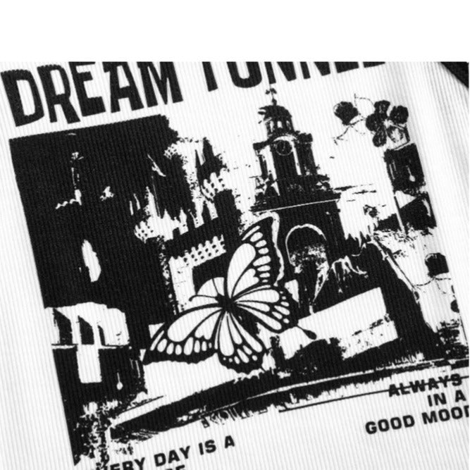 Damen Crop-Top mit kreativem Grafikdruck und sportlichem Design Drune