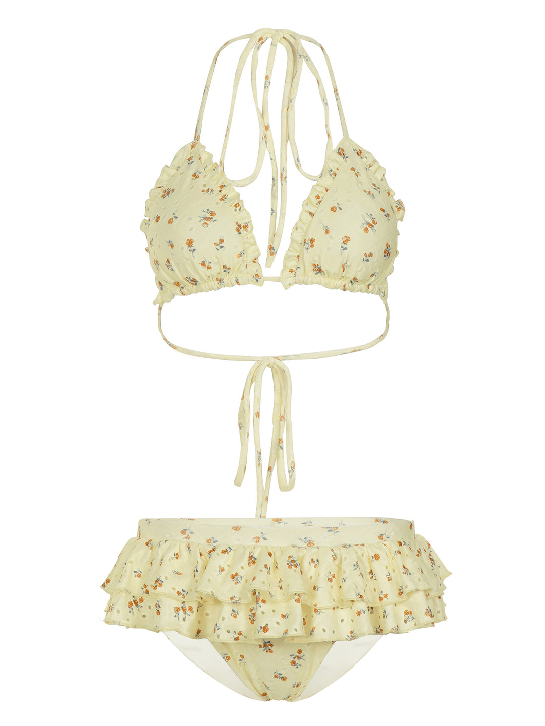 Damen Bikiniset mit verspieltem Rüschenvolant und floralem Muster Drune