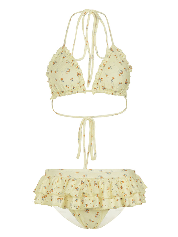 Damen Bikiniset mit verspieltem Rüschenvolant und floralem Muster Drune