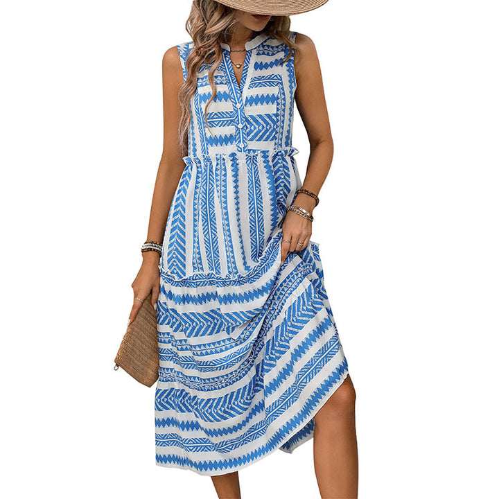 Damen Maxikleid mit floralen Mustern und praktischen Taschen Drune