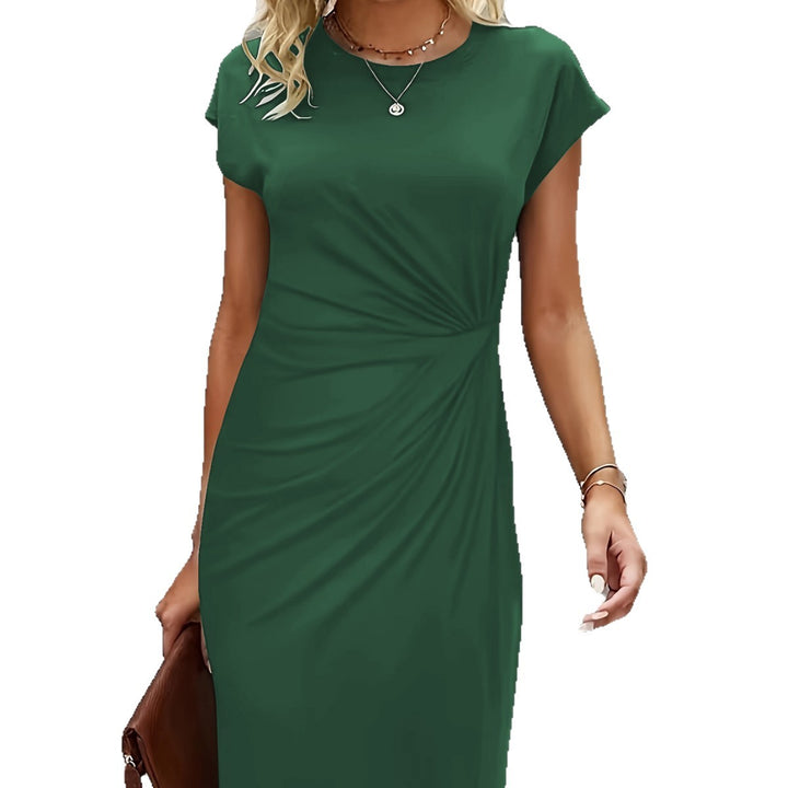 Damen figurbetontes Wickelkleid mit trendigen Drapierungen und klassischem Schnitt Drune