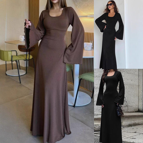 Damen Maxikleid mit weit ausgestellten Ärmeln und eleganten Details Drune