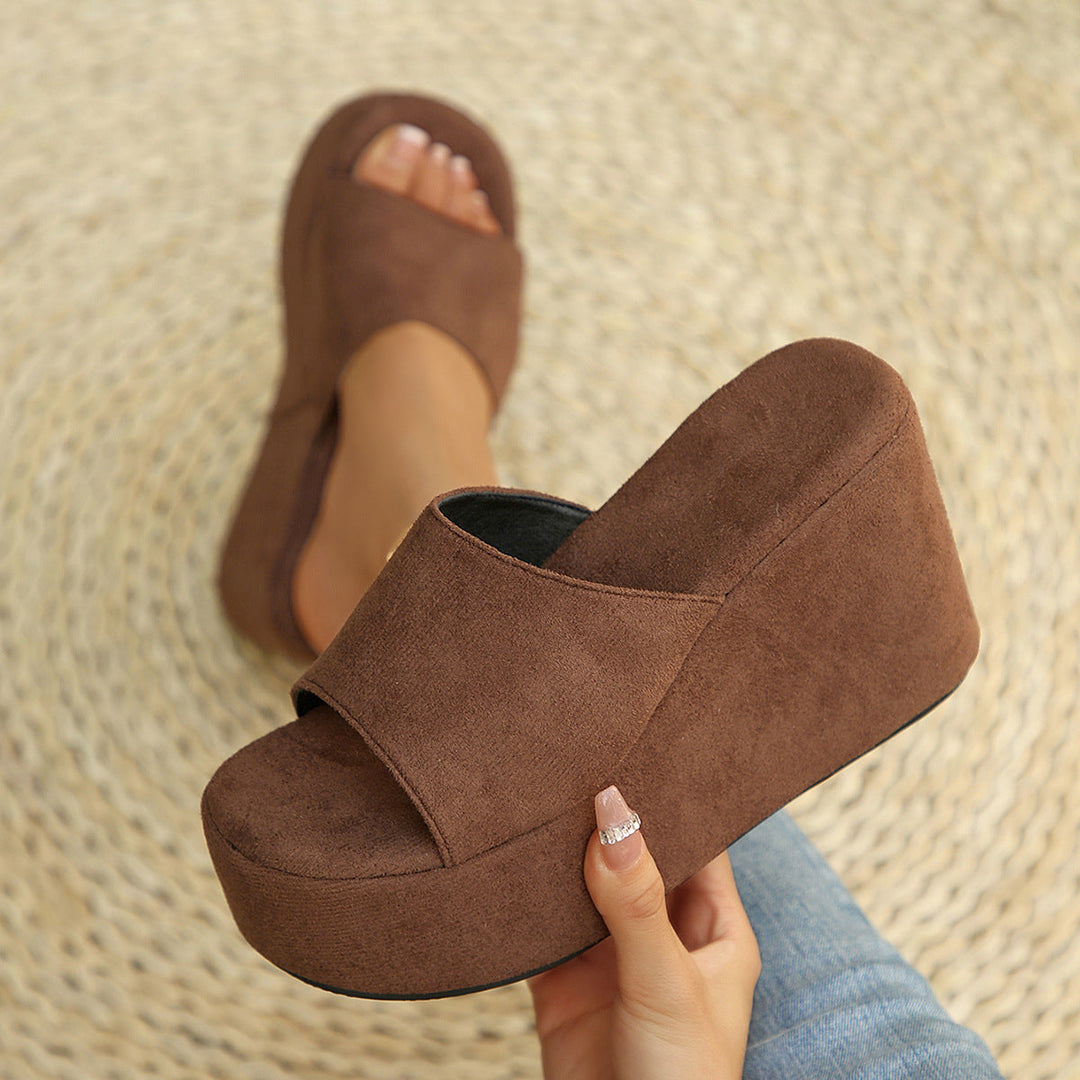 Damen Wedge-Pantoletten mit transparentem Obermaterial und komfortabler Sohle Drune