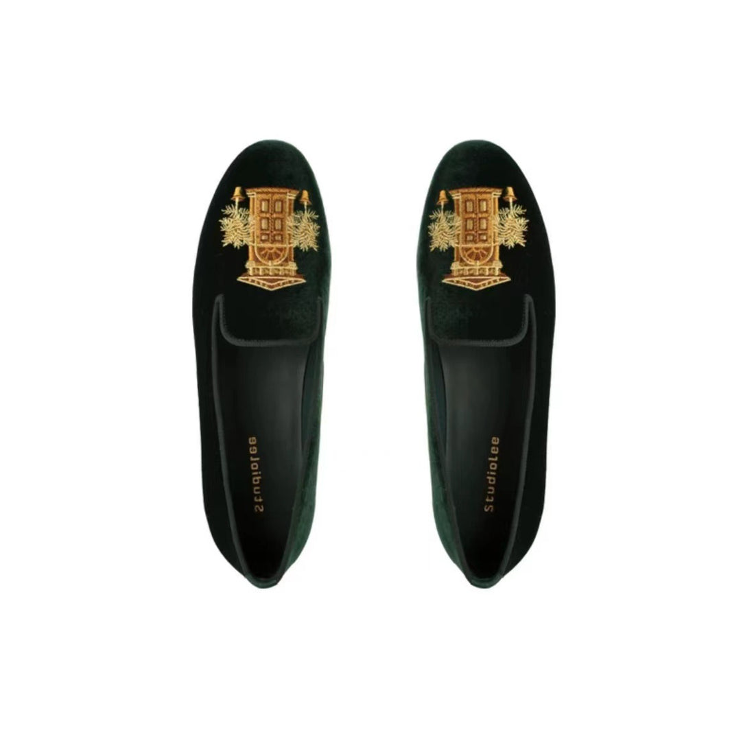 Damen Bestickte Samt Slipper Drune