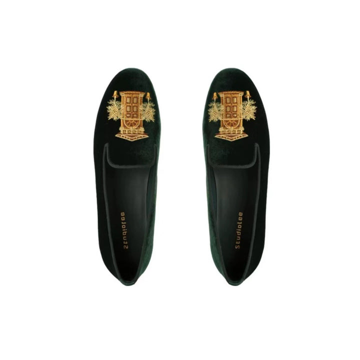 Damen Bestickte Samt Slipper Drune