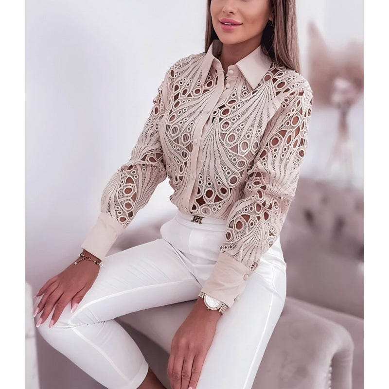 Damen elegante Bluse mit einzigartigem Cut-Out Design Drune