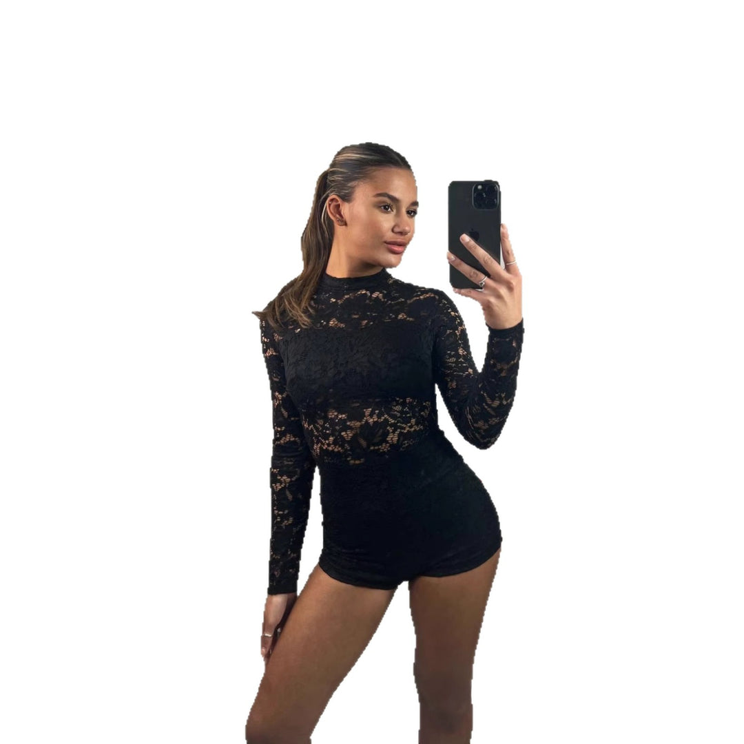 Damen figurbetonter Jumpsuit aus raffinierten Spitzenstoffen Drune