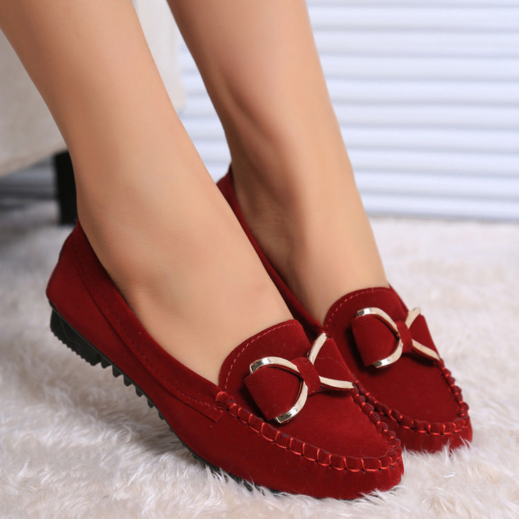 Damen nan elegante Mokassin Halbschuhe mit dekorativer Metallschnalle und rutschfester Gummisohle Drune