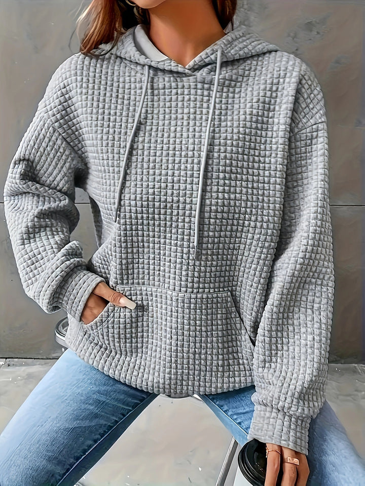 Damen Kapuzenpullover im strukturierten Waffelmuster mit seitlichen Eingrifftaschen Drune