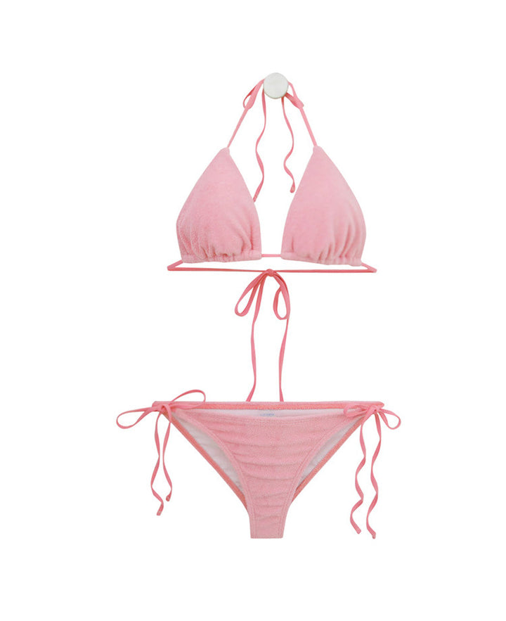 Damen Triangel-Bikini-Set mit verstellbaren Trägern und dekorativem Knoten Drune