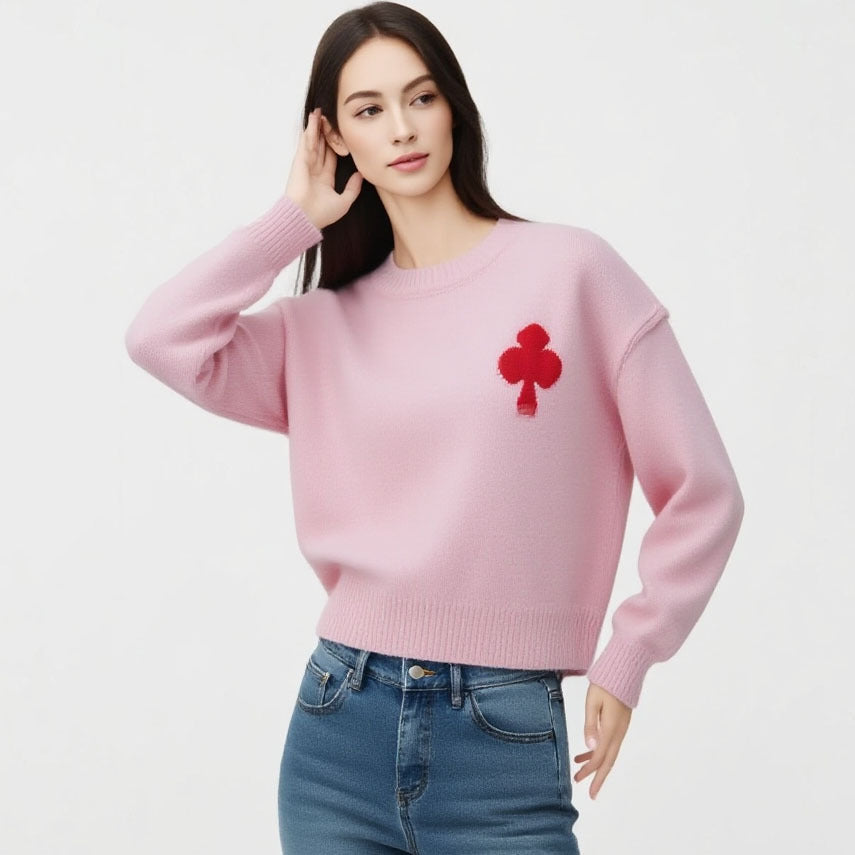 Damen Kuscheliger Pullover mit dekorativem Motiv Drune