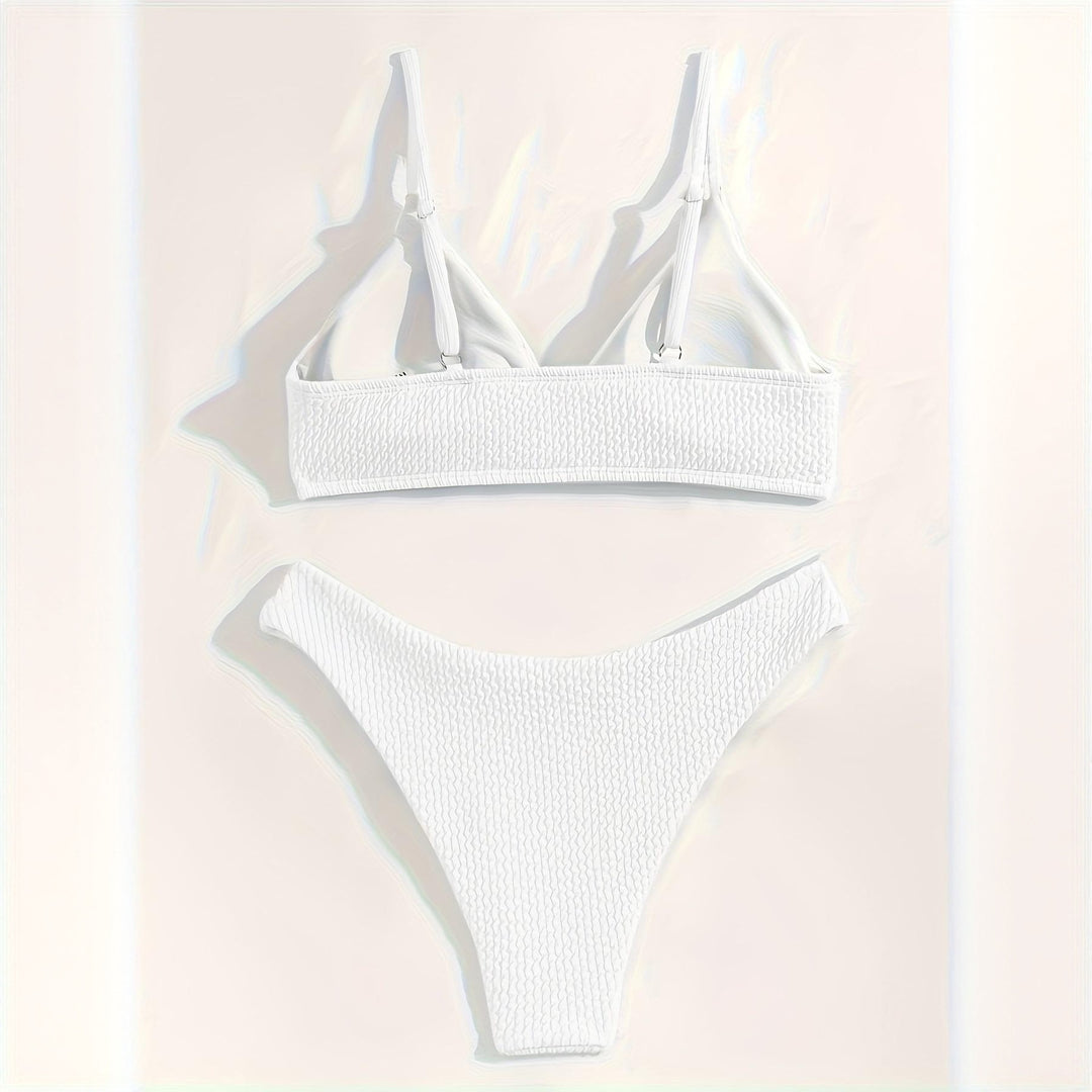 Damen Triangel-Bikini-Set mit strukturiertem Stoff und verstellbaren Trägern Drune