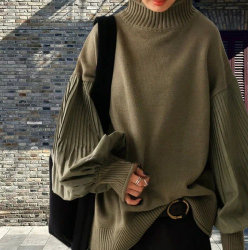 Damen Oversized Pullover mit strukturierten Puffärmeln Drune
