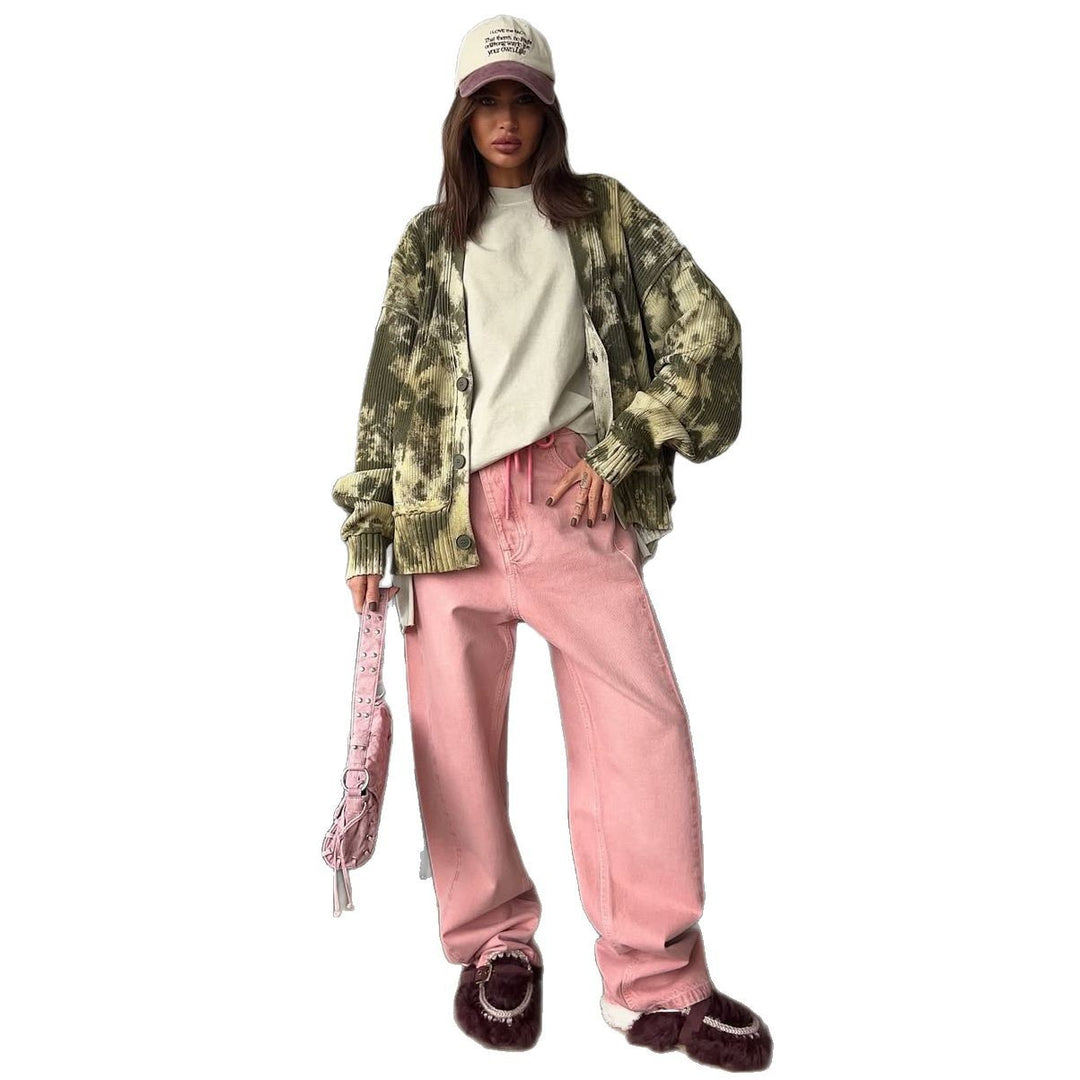 Damen Oversized Strickjacke im modernen Tie-Dye-Design Drune