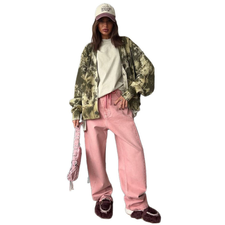 Damen Oversized Strickjacke im modernen Tie-Dye-Design Drune