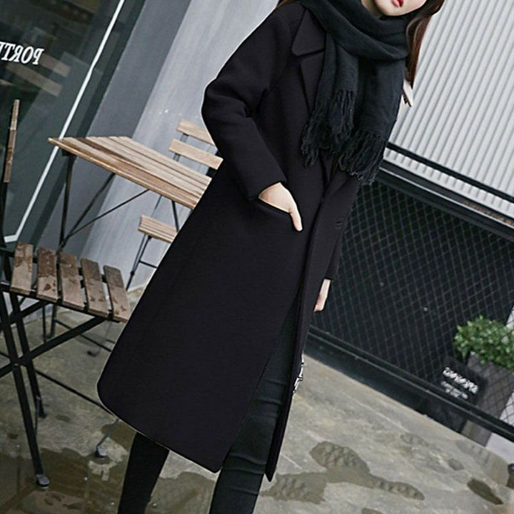 Damen Eleganter Langmantel mit klassischem Revers und Taschen Drune