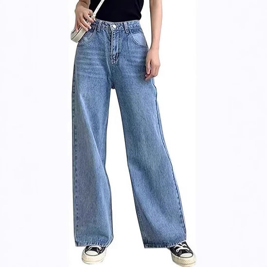 Damen nan weite Jeans mit hoher Taille, geradem Bein und entspanntem Sitz Drune