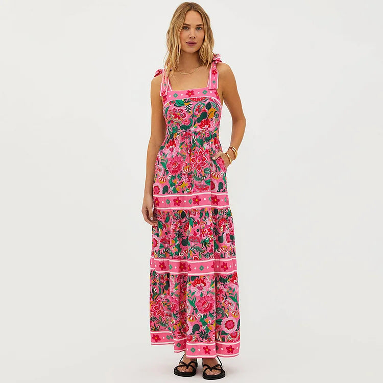 Damen Floral Motive Badeanzug mit verspieltem Trägerdesign Drune