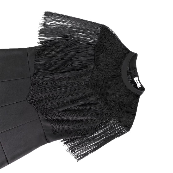 Damen Eleganter Jumpsuit mit schickem Fransen und Spitzenakzenten Drune