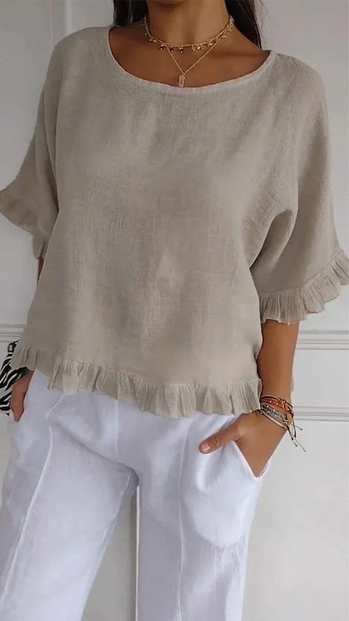 Damen Leichtes Shirt mit Fransen Drune