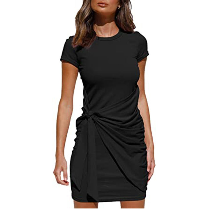 Damen Rüschens Mini Kleid mit seitlichem Bindeband Drune