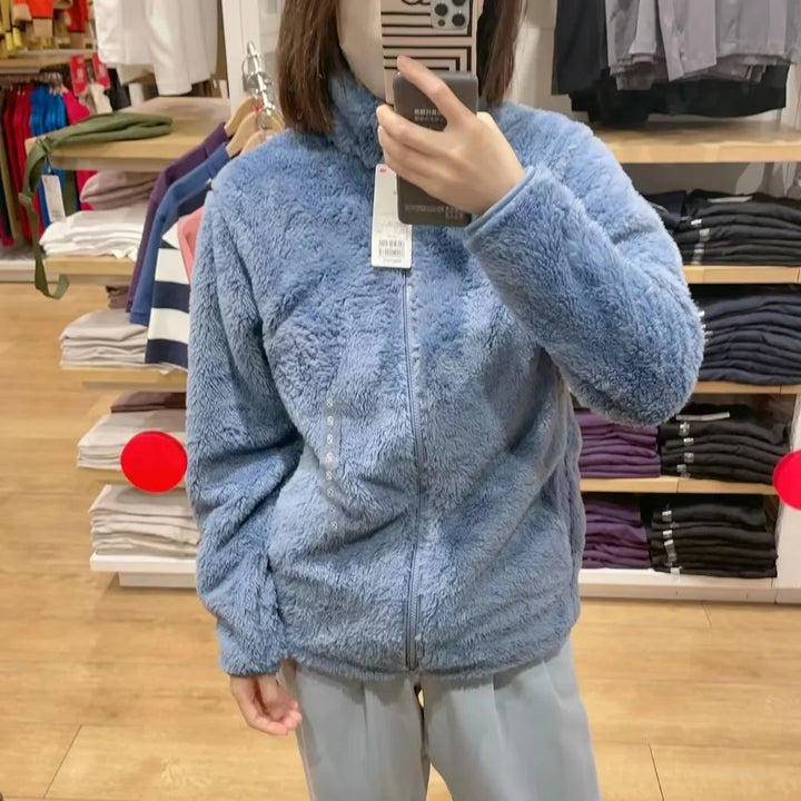 Damen Kuschelige Fleecejacke mit hohem Kragen und Reißverschluss Drune