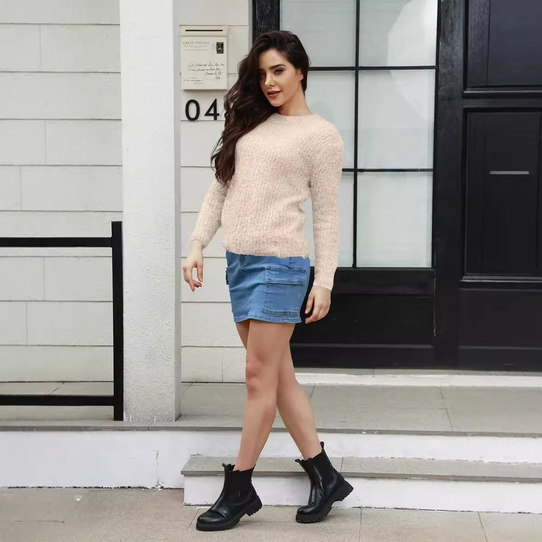 Damen Weicher Strickpullover mit lässigem Schnitt und feinem Strukturmuster Drune