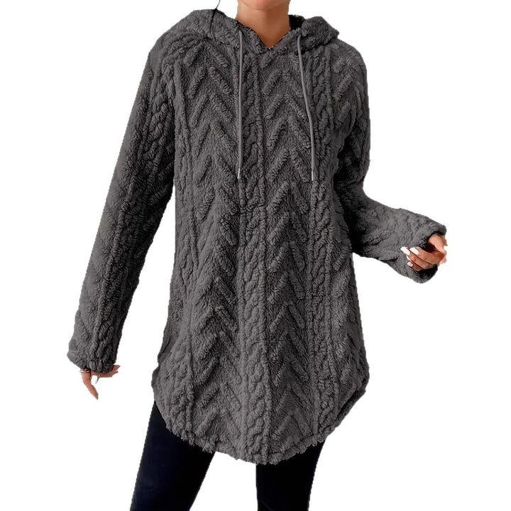 Damen Flauschiger Kapuzenpullover mit Zopfdesign Drune