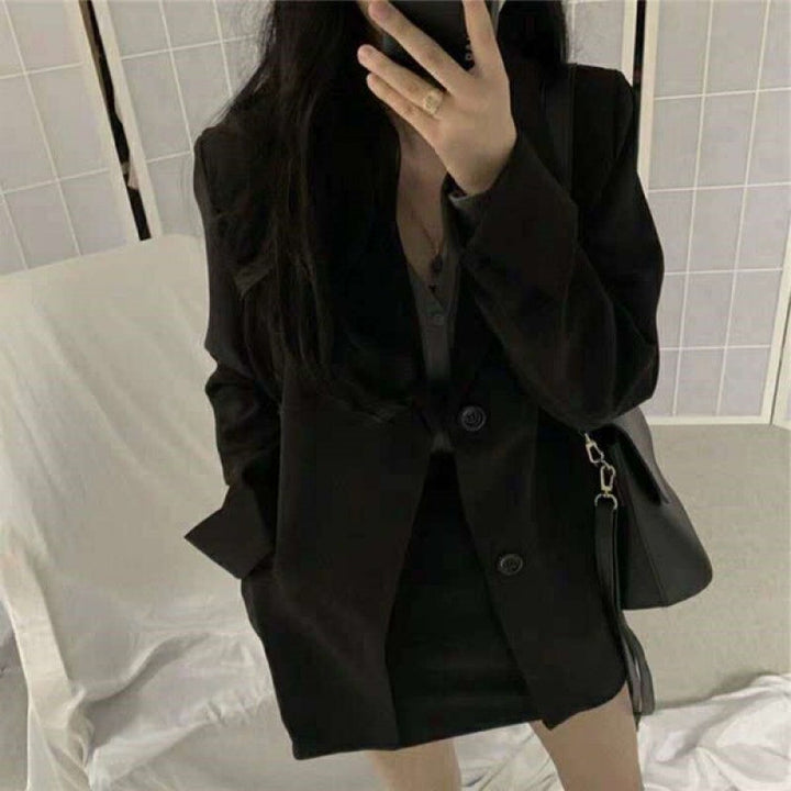 Damen Eleganter Blazer mit Zwei-Knopf-Verschluss und Weitem Schnitt Drune
