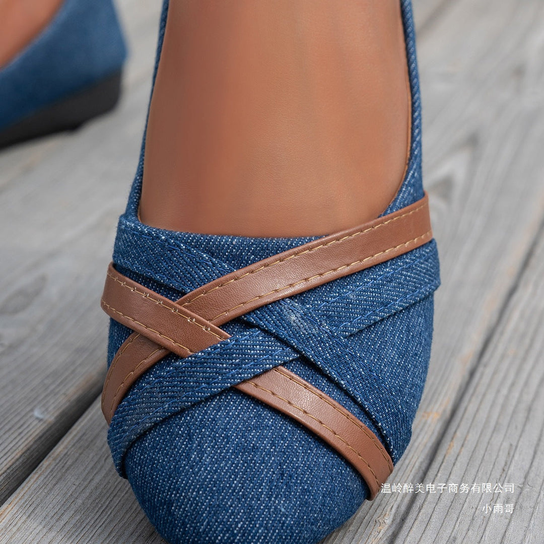 Damen Ballerinas mit elegantem Kreuzriemen Drune