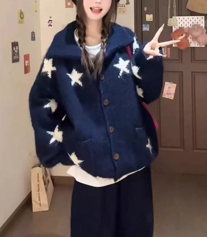 Damen Strickjacke mit Sternenmuster und praktischen Taschen Drune