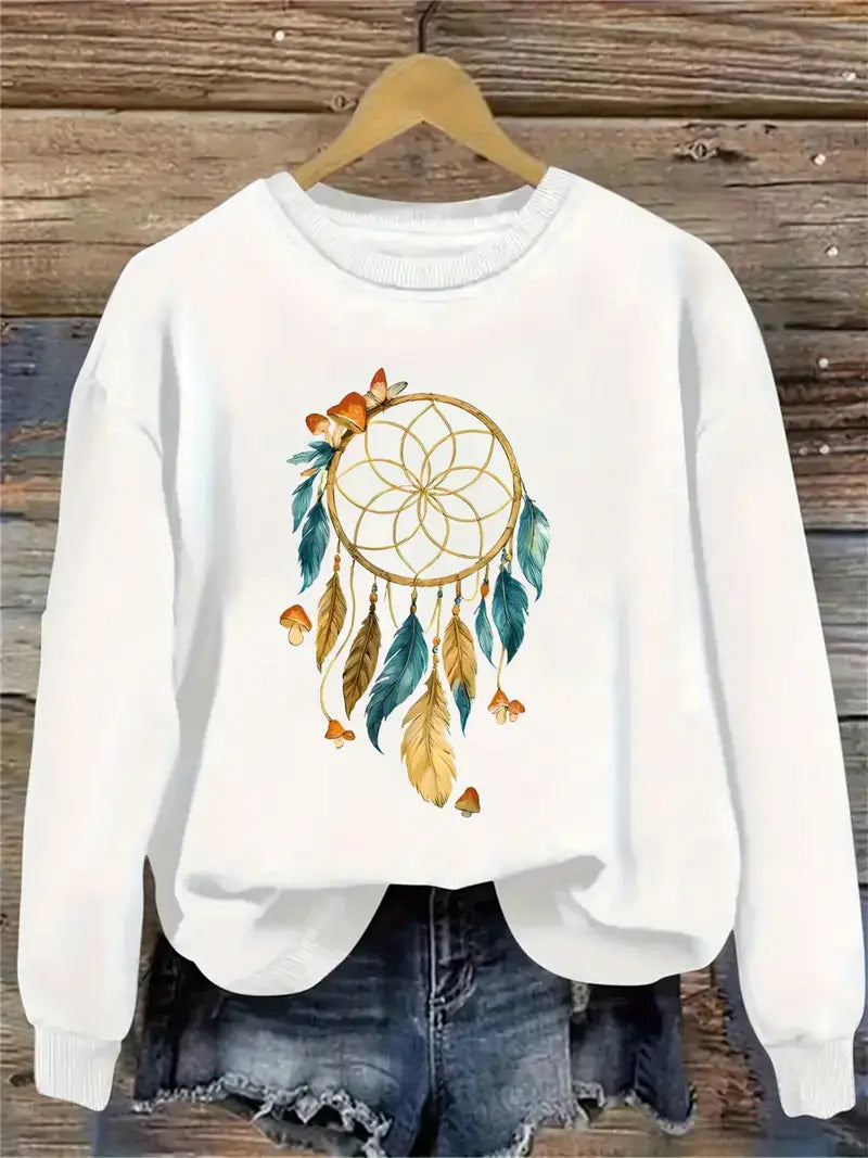 Damen Sweatshirt mit kunstvollem Traumfänger-Design Drune
