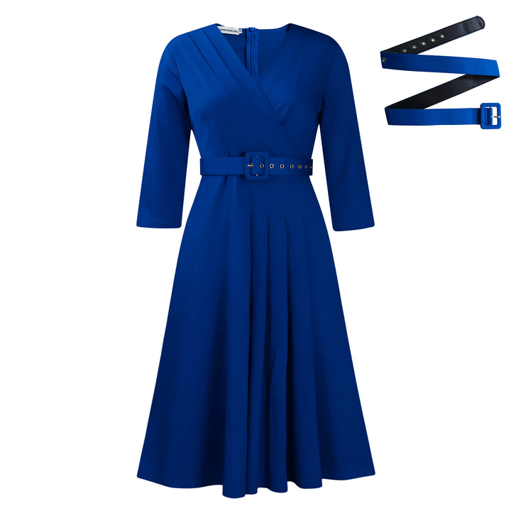 Damen Wickelkleid mit eleganter Taillierung und V-Ausschnitt Drune