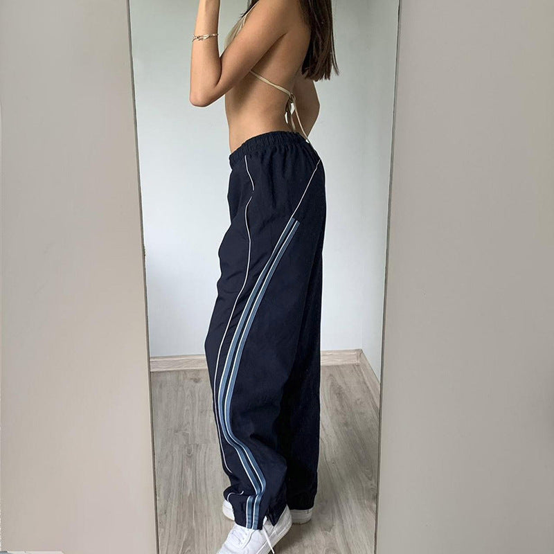 Damen Sporthose mit hohem elastischen Bund und seitlichen Kontraststreifen Drune